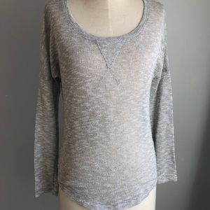 Splendid silver see through long sleeve top